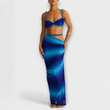 Jane - Duo Crop Top à Gradient Chic et Jupe Overskirt