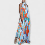 Vida - Élégante Robe Midi Dos Nu à Bretelles Plissée