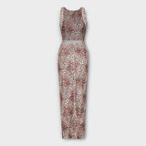 Della - Robe maxi à motif léopard et dos nu