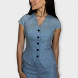 Ivy - Ensemble haut à col en V et pantalon élégant