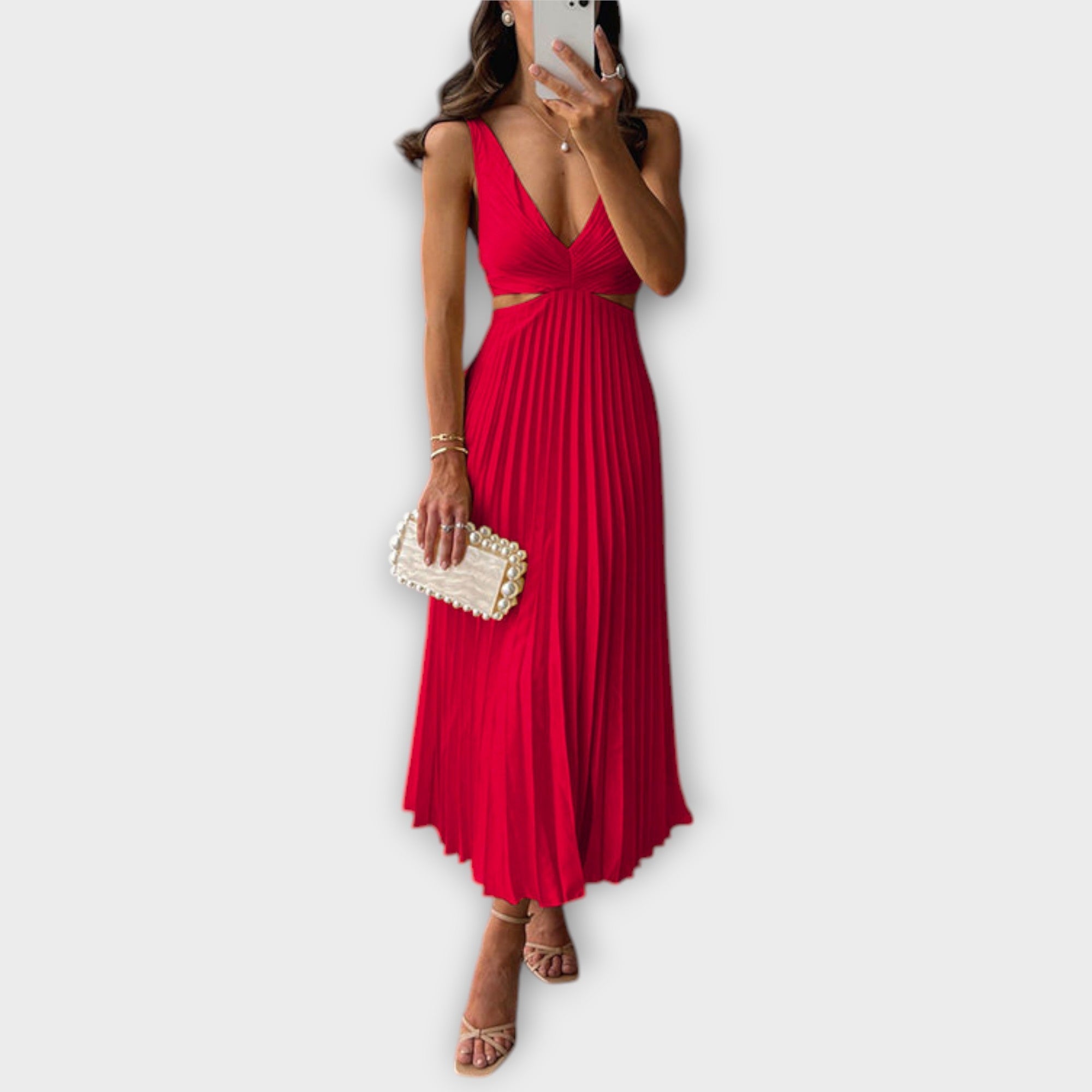 Elegantes Midi-Abendkleid mit Plissee