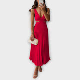 Robe de soirée midi élégante avec plis