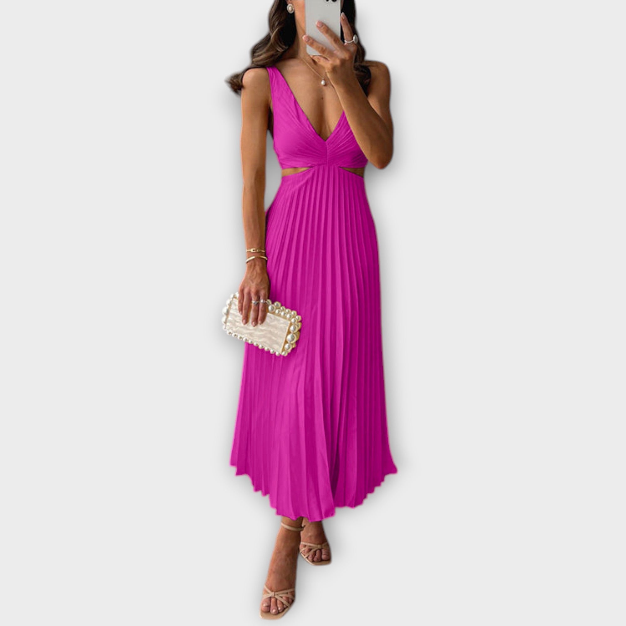 Elegantes Midi-Abendkleid mit Plissee