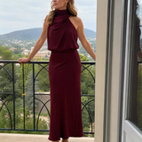 Nopal | Ärmelloses Midi-Kleid mit drapiertem Hals