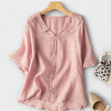 Bethli™ | Chemise en lin avec col Claudine