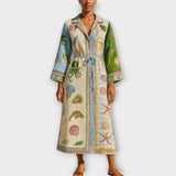 Jule - Robe midi en twill imprimé avec ceinture