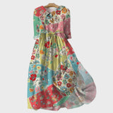 Robe patchwork de fleurs colorées