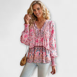 Melodie - Top à V décolleté boho avec lien