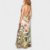 Ayla - Robe maxi sans manches à dos ouvert avec motif floral