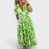 Catrisa - Robe à poches imprimée florale à décolleté en V