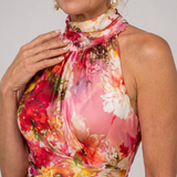 Elisabetta | Halter Neck Blumenmuster Maxi-Kleid