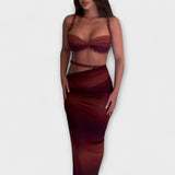 Jane - Duo Crop Top à Gradient Chic et Jupe Overskirt