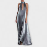 Calliope - Robe maxi A-ligne métallisée plissée