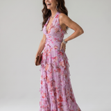 Nori | Halterneck Rüschentop Floral Maxikleid