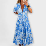 Catrisa - Robe à poches imprimée florale à décolleté en V