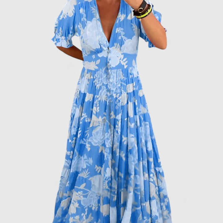 Miriam – Blumenkleid mit V-Ausschnitt