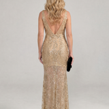 Sirea | Pailletten ärmelloses, transparentes Midi-Kleid