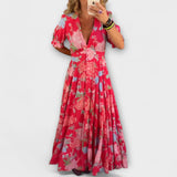 Catrisa - Robe à poches imprimée florale à décolleté en V