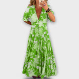 Catrisa - Robe à poches imprimée florale à décolleté en V
