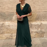 Luisa | Elegantes langes Partykleid mit V-Ausschnitt