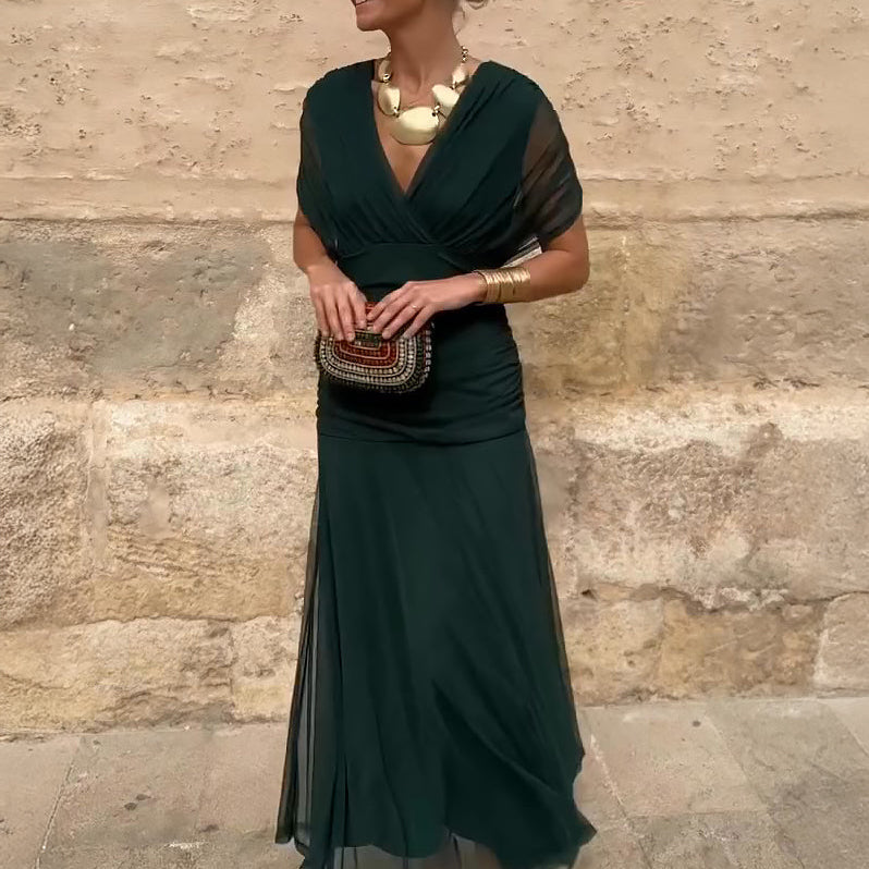 Luisa | Elegantes langes Partykleid mit V-Ausschnitt