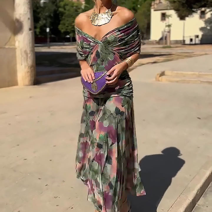 Luisa | Elegantes langes Partykleid mit V-Ausschnitt