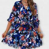 Lina - Damen Midi Kleid mit Blumenmuster