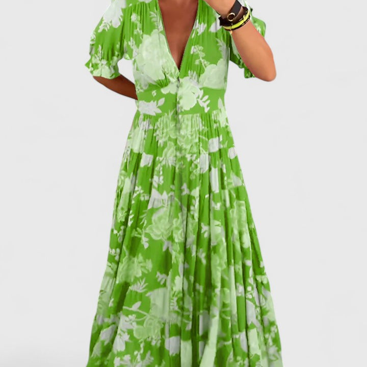 Miriam – Blumenkleid mit V-Ausschnitt