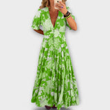Catrisa - Floral Print V-Ausschnitt Taschenkleid
