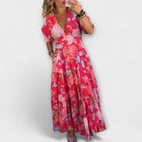 Catrisa - Robe à poches imprimée florale à décolleté en V