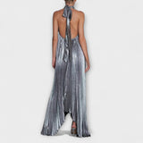 Calliope - Robe maxi A-ligne métallisée plissée