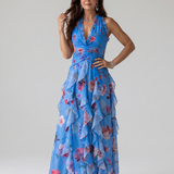 Nori | Halterneck Rüschentop Floral Maxikleid