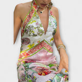 Ayla - Robe maxi sans manches à dos ouvert avec motif floral