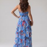 Nori | Halterneck Rüschentop Floral Maxikleid