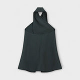 Leah - Top Halter Neck Bleu avec Découpe au Dos