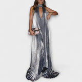 Calliope - Robe maxi A-ligne métallisée plissée