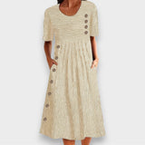 Cecily | Robe midi rayée avec détails en boutons et poches