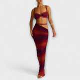 Jane - Duo Crop Top à Gradient Chic et Jupe Overskirt