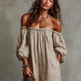 Carmen | Lange Robe mit Off-the-Shoulder-Ausschnitt