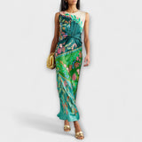 Aisling - Robe Maxi Fleurie Drapée Tordue Élégante