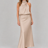 Nopal | Ärmelloses Midi-Kleid mit drapiertem Hals