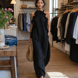 Helene | Robe maxi sans manches en lin avec volants