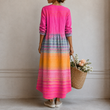 Bärbel™ | Robe Boho élégante avec des rayures arc-en-ciel
