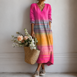 Bärbel™ | Robe Boho élégante avec des rayures arc-en-ciel