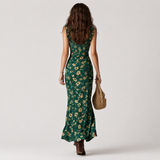 CALLA | ROBE MAXI IMPRIMÉE VERT BOHÉMIENNE