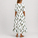 Franziska - Elegantes Midikleid mit botanischem Zweig-Print
