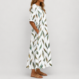 Franziska - Elegantes Midikleid mit botanischem Zweig-Print