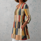 Chloé | Chemise longue en lin à rayures multicolores