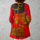Lucie | Chemise longue en lin avec imprimé artistique abstrait