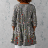 Amélie | Chemise longue en lin avec broderie de fleurs sauvages